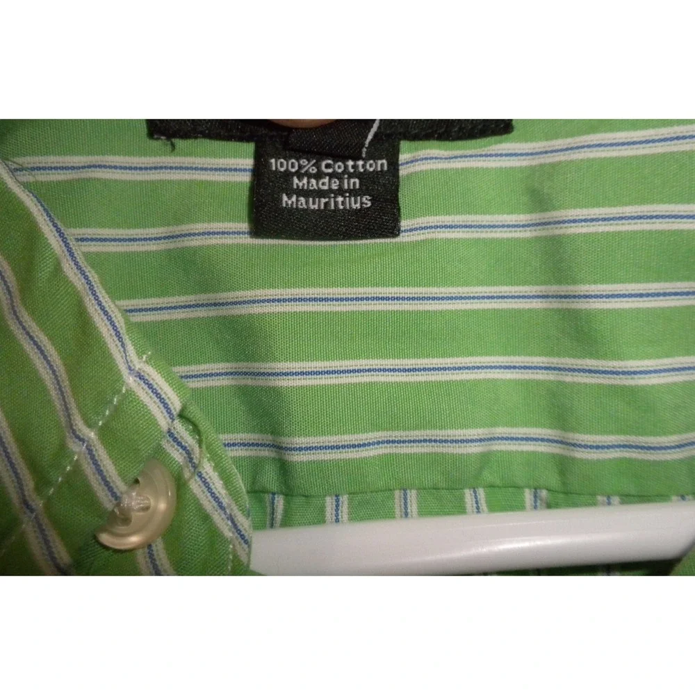J Crew Shirt Mens XL Green Striped Button Up Long Sleeve Preppy‎ Ivy Vintage